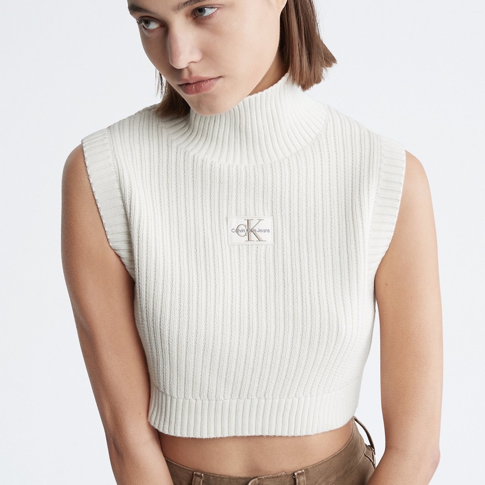 Calvin Klein Cropped Turtleneck Sweater Vest - Picture 3 of 9